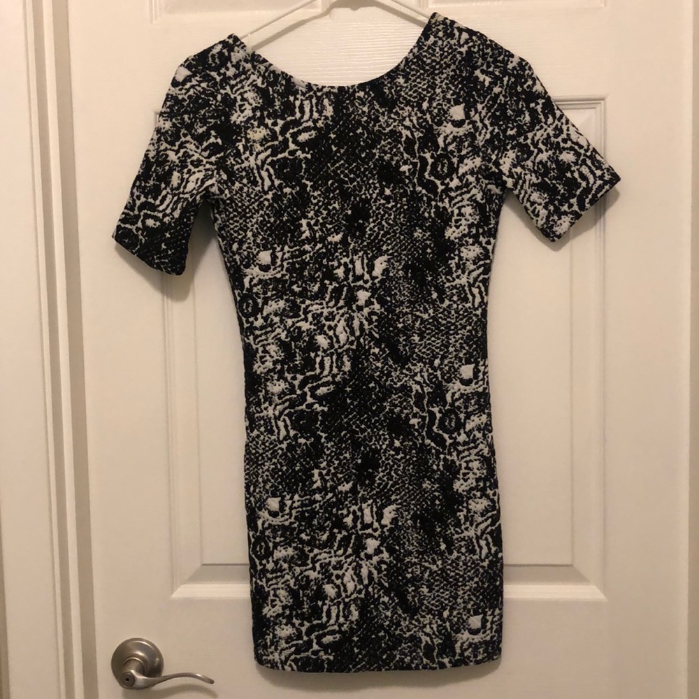 H&M low back black and white mini dress